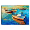 quadro moderno su tela con mare e barche colorate in stile astratto per arredamento casa ed ufficio, soggiorno, camera da letto di hotel e b&b