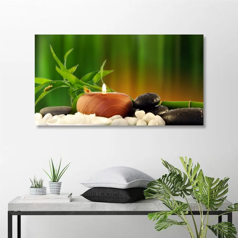 quadro benessere natura verde con bamboo per decorazione pareti spa centro estetico soggiorno ufficio estetista